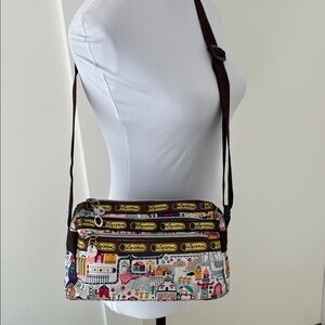TOKIDOKI for LeSportSac Crossbody Bag Adjustable Strap Zipper Pockets Note Flaws
